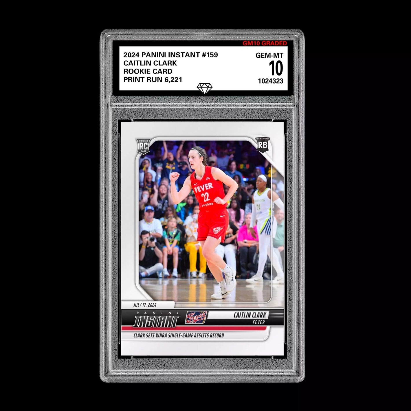 Graded 10 Caitlin Clark #159 RC Rookie Card 2024 Panini Instant Indiana Fever Basketball