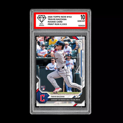 Graded 10 Travis Bazzana 2026 Topps NOW #153 Rookie Card Guardians PRESALE Baseball