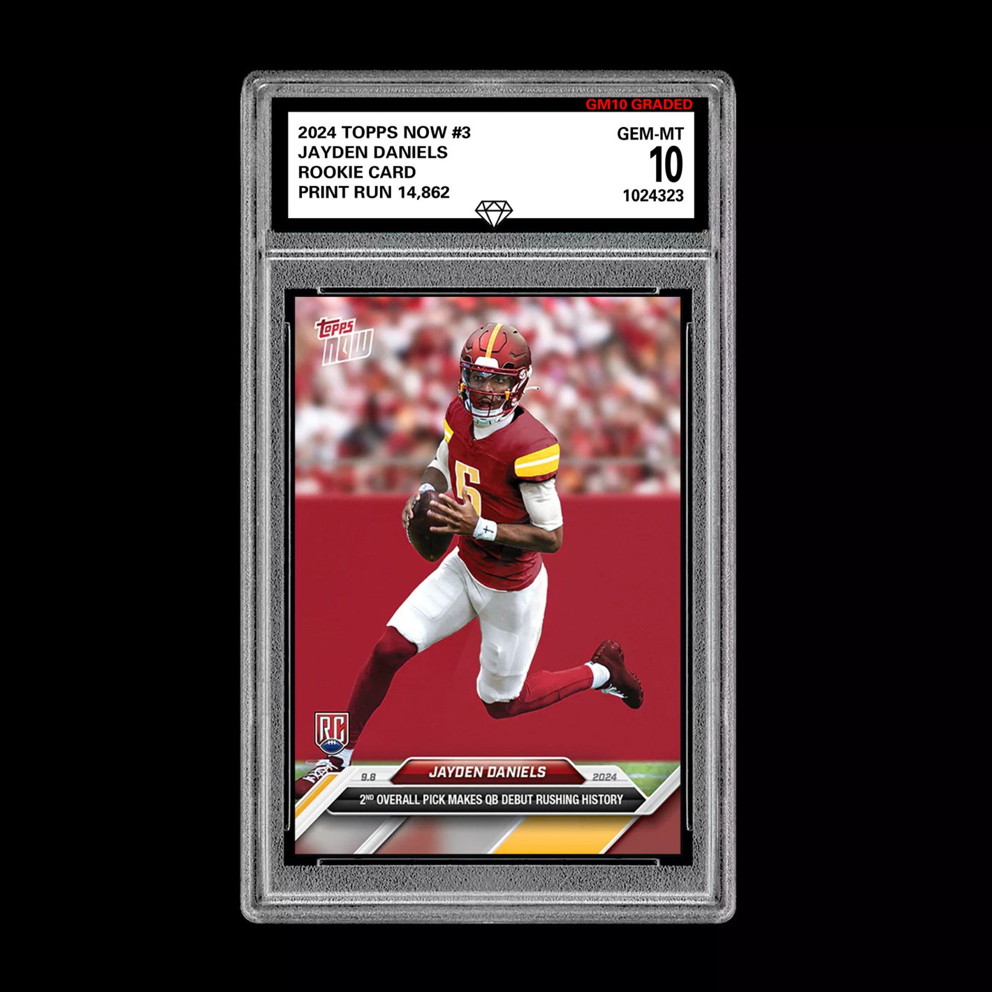 Graded 10 Jayden Daniels - 2024 TOPPS NOW #3 Washington RC ROOKIE CARD Football
