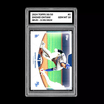 Graded 10 SHOHEI OHTANI SB #1 - 2024 Topps 50/50 Card #1 Dodgers MLB History Baseball