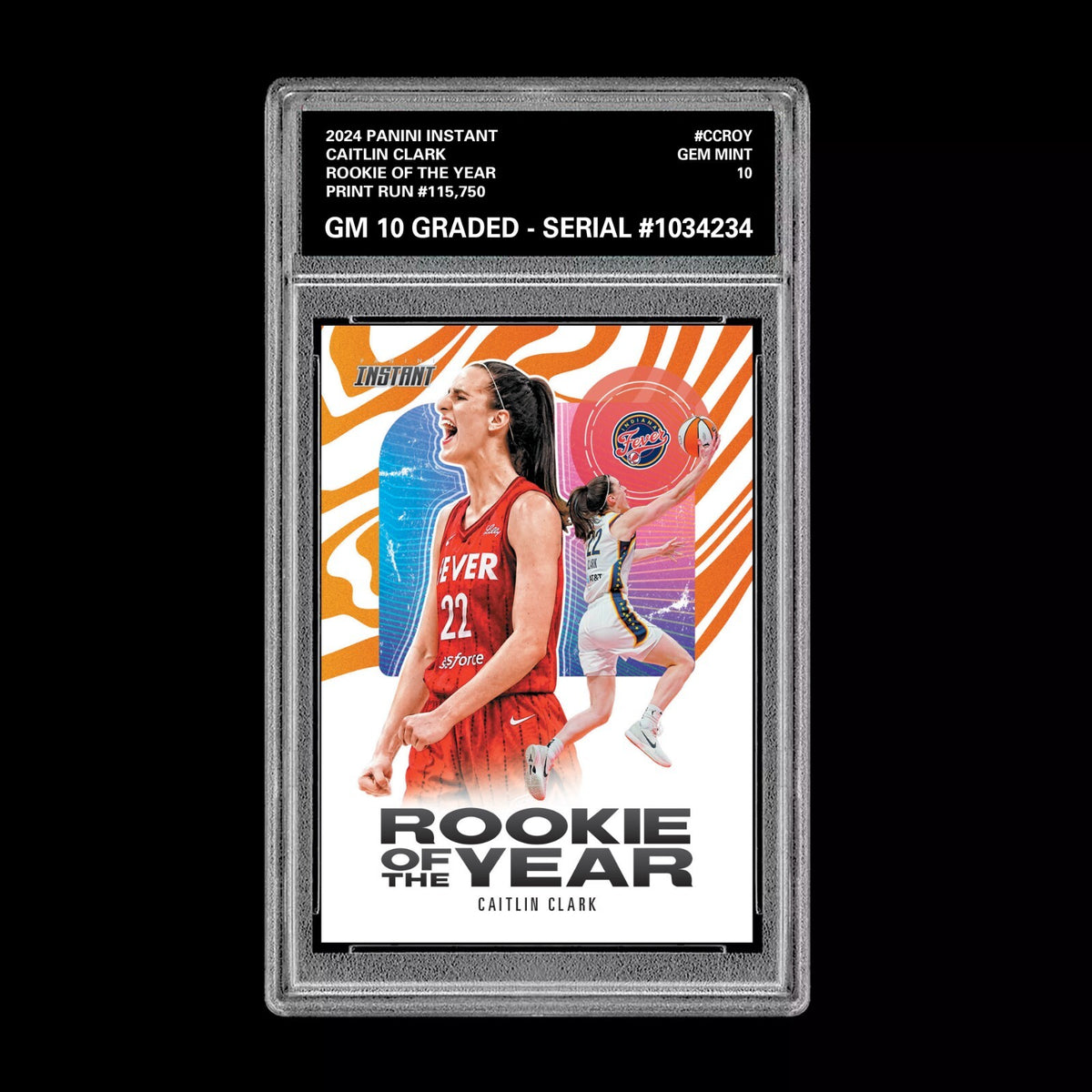 Graded 10 CAITLIN CLARK ROOKIE OF THE YEAR 2024 Panini Instant #CCROY RC Basketball