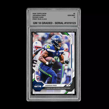 Graded 10 2026 Topps Now Jadarian Price Rookie  #3 Seahawks RC PRESALE Football