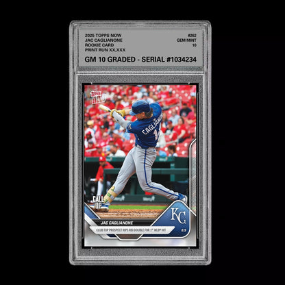 Graded 10 Jac Caglianone 2025 Topps Now #262 GEM Mint Rookie Card RC  Baseball