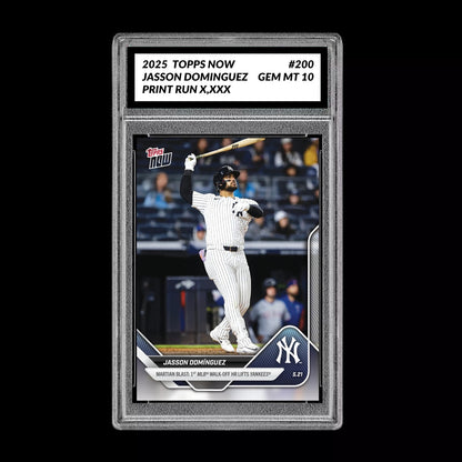 Graded 10 Jasson Dominguez 1st MLB Walk-Off 2025 MLB Topps NOW Card #200  Baseball