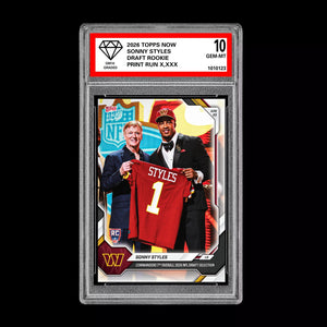 Graded 10 Sonny Styles 2026 TOPPS NOW RC Rookie Card Commanders PRESALE Football