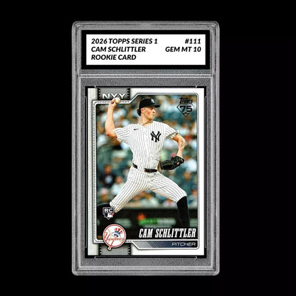 Graded 10 Cam Schlittler #111  Rookie Card RC 2026  Topps Series 1 Yankees Baseball