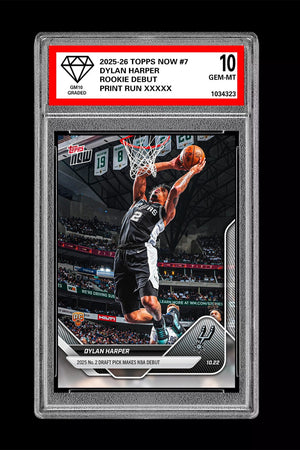 Graded 10 DYLAN HARPER ROOKIE RC 2025-26 TOPPS NOW  #7 Basketball - Presale Basketball