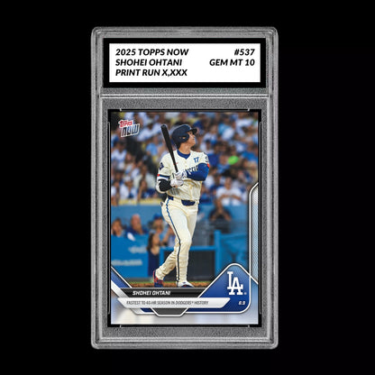 Graded 10 Shohei Ohtani - 2025 Topps Now #537 Los Angeles Dodgers Fastest 40 HR Baseball