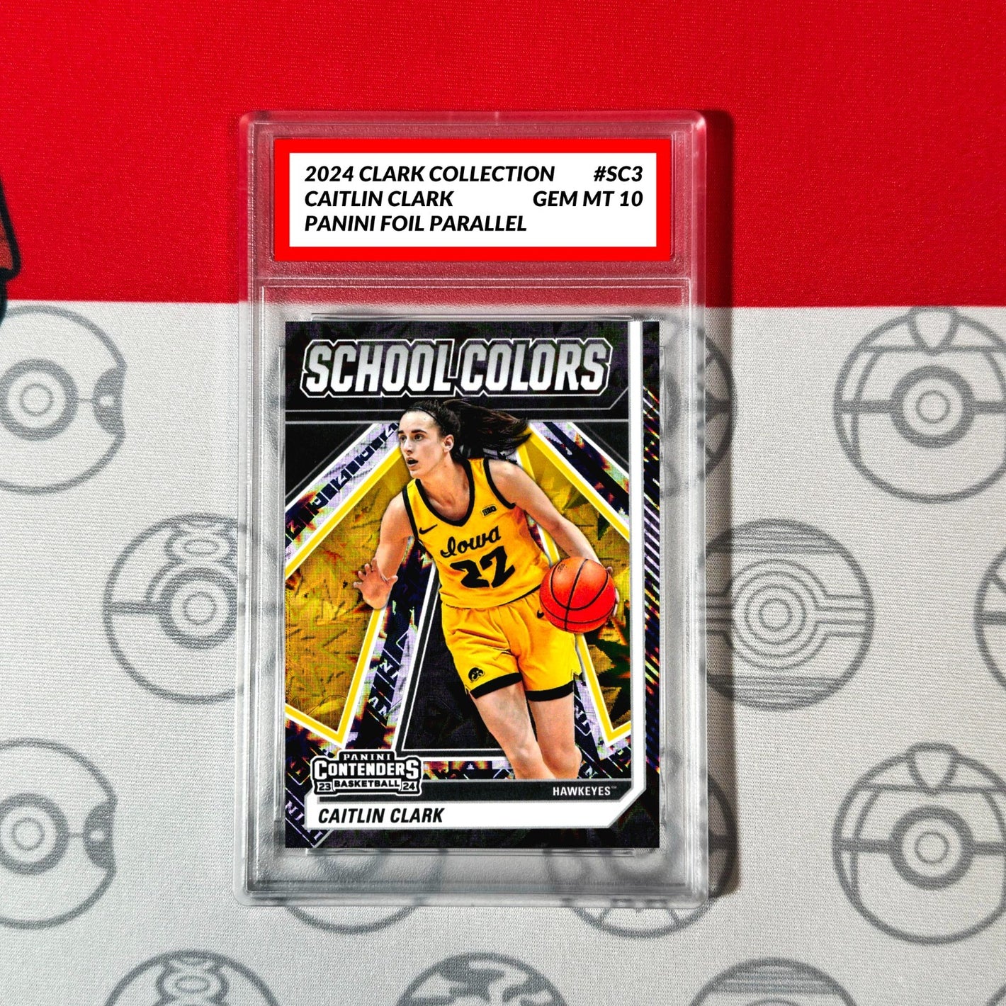 Graded 10 Caitlin Clark RC Panini Parallel Foil Card #SC3 2024 SCHOOL COLORS Basketball