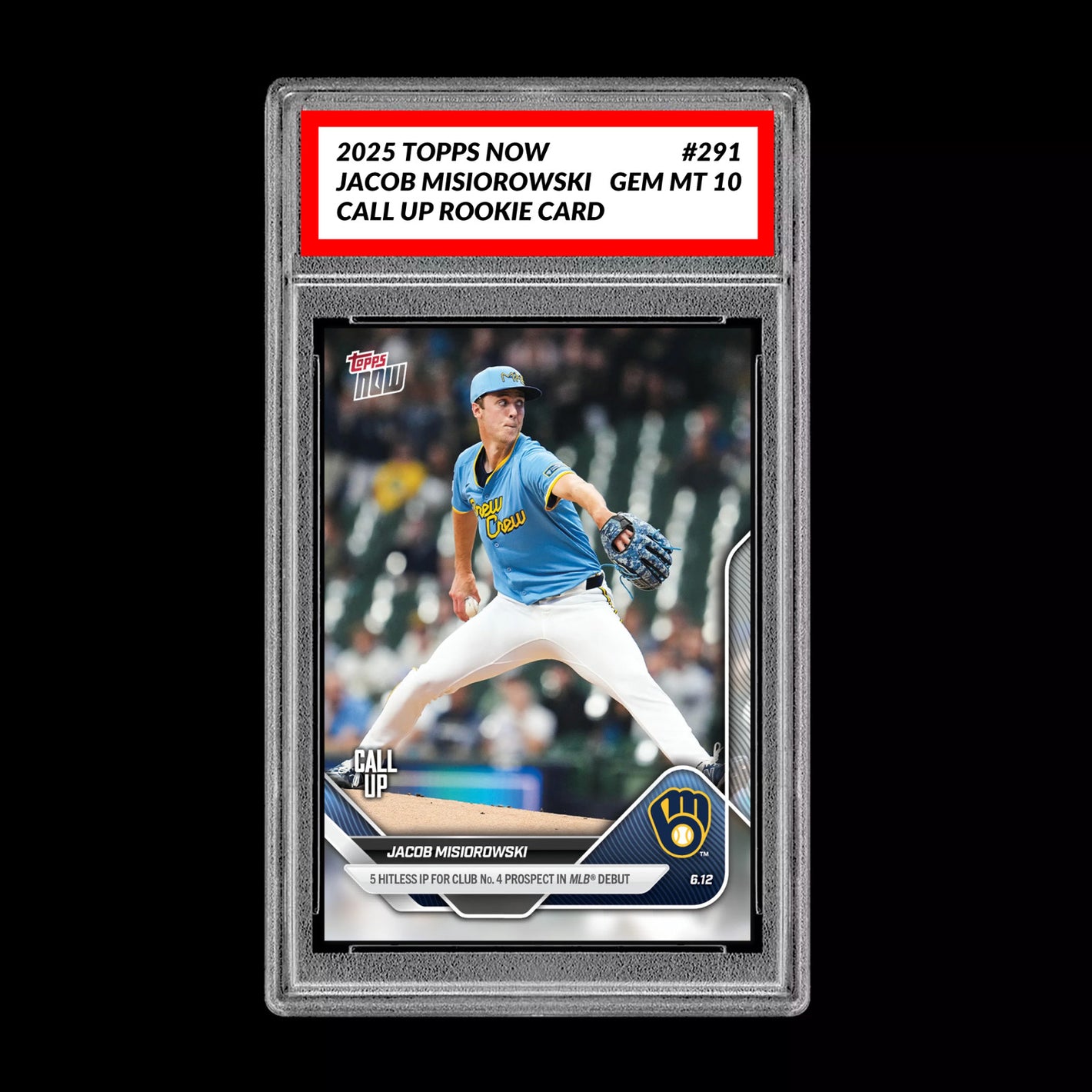 Graded 10 Jacob Misiorowski - 2025 TOPPS NOW #291 RC Rookie Call Up Card Baseball