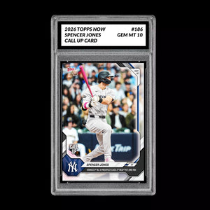 Graded 10 Spencer Jones 2026 Topps NOW #186Call Up Rookie Card Yankees  Baseball