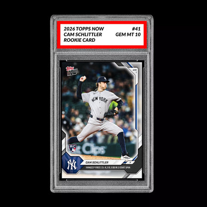 Graded 10 Cam Schlittler Rookie Card 41 2026 Topps NOW Yankees PRESALE Baseball