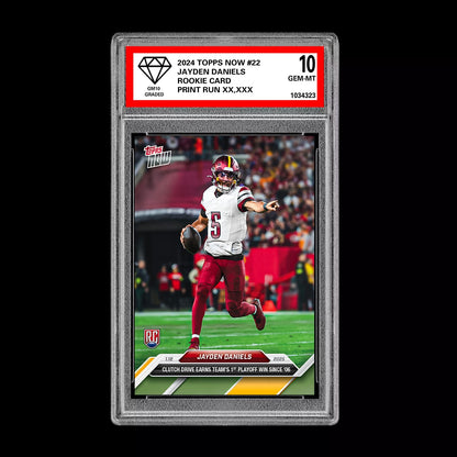 Graded 10 Jayden Daniels #22 RC PLAYOFF 2024 Topps NOW Rookie Card Football