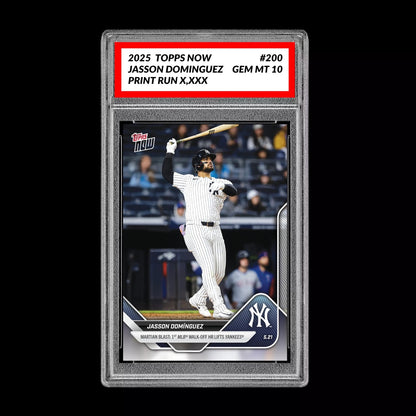 Graded 10 Jasson Dominguez 1st MLB Walk-Off 2025 MLB Topps NOW Card #200  Baseball