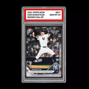 Graded 10 Cam Schlittler #817 2025 MLB Topps Now 12-K Post RC Rookie Card Baseball