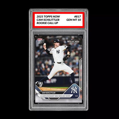 Graded 10 Cam Schlittler #817 2025 MLB Topps Now 12-K Post RC Rookie Card Baseball