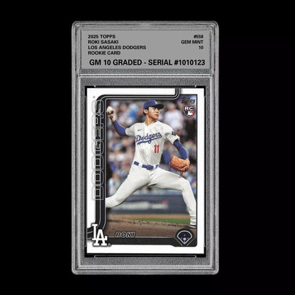 Graded 10 Roki Sasaki Rookie Card #558 2025 Topps Series 2 Los Angeles Dodgers Baseball