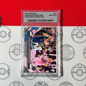 GRADED 10 Lionel Messi/Steph Curry 2024 MLS NBA TOPPS NOW Card #128 Basketball,Soccer