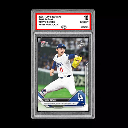 Graded 10 Roki Sasaki Rookie RC Tokyo Series 2025 MLB Topps NOW #3  Baseball