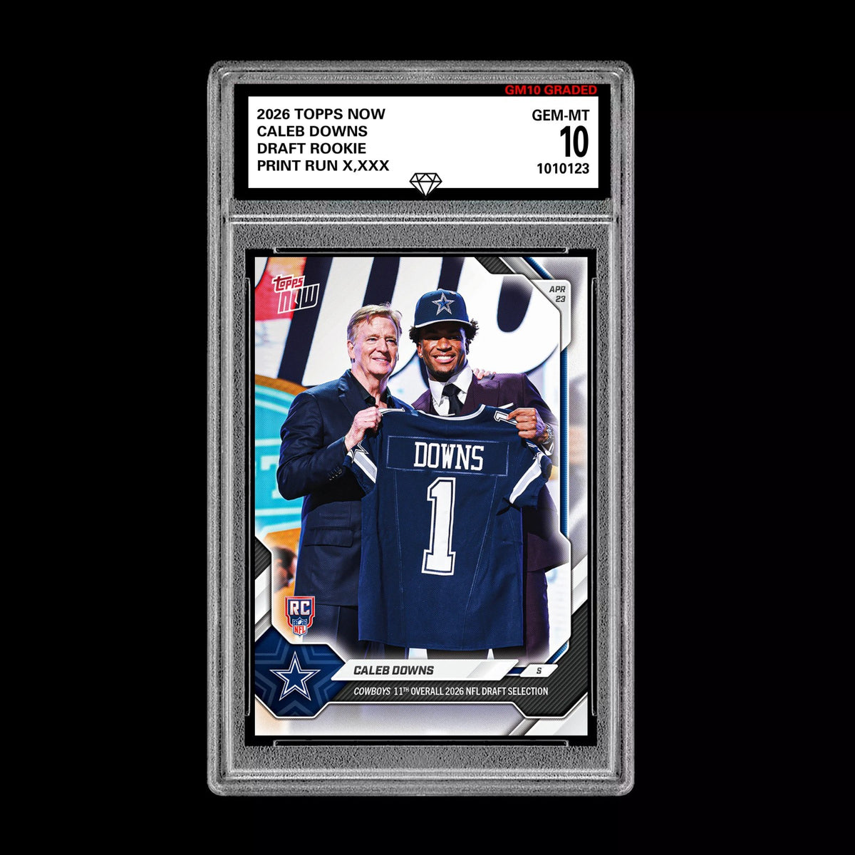 Graded 10 Caleb Downs 2026 TOPPS NOW RC Rookie Card Cowboys NFL Football Football