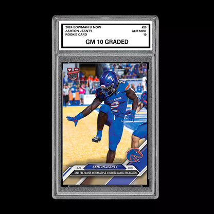 Graded 10 Ashton Jeanty RC 2024 Bowman U Now Heisman Card 20 Boise State Rookie Football