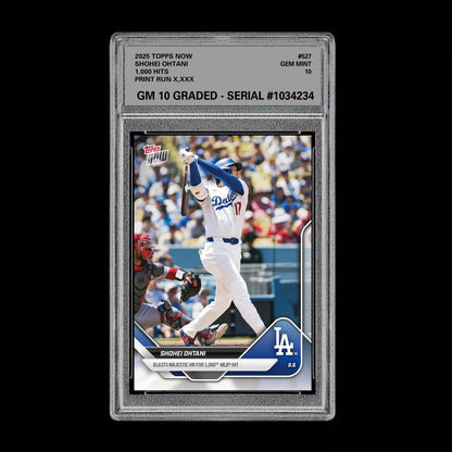 Graded 10 Shohei Ohtani - 2025 TOPPS NOW #527 1,000 Hits LA Dodgers Baseball