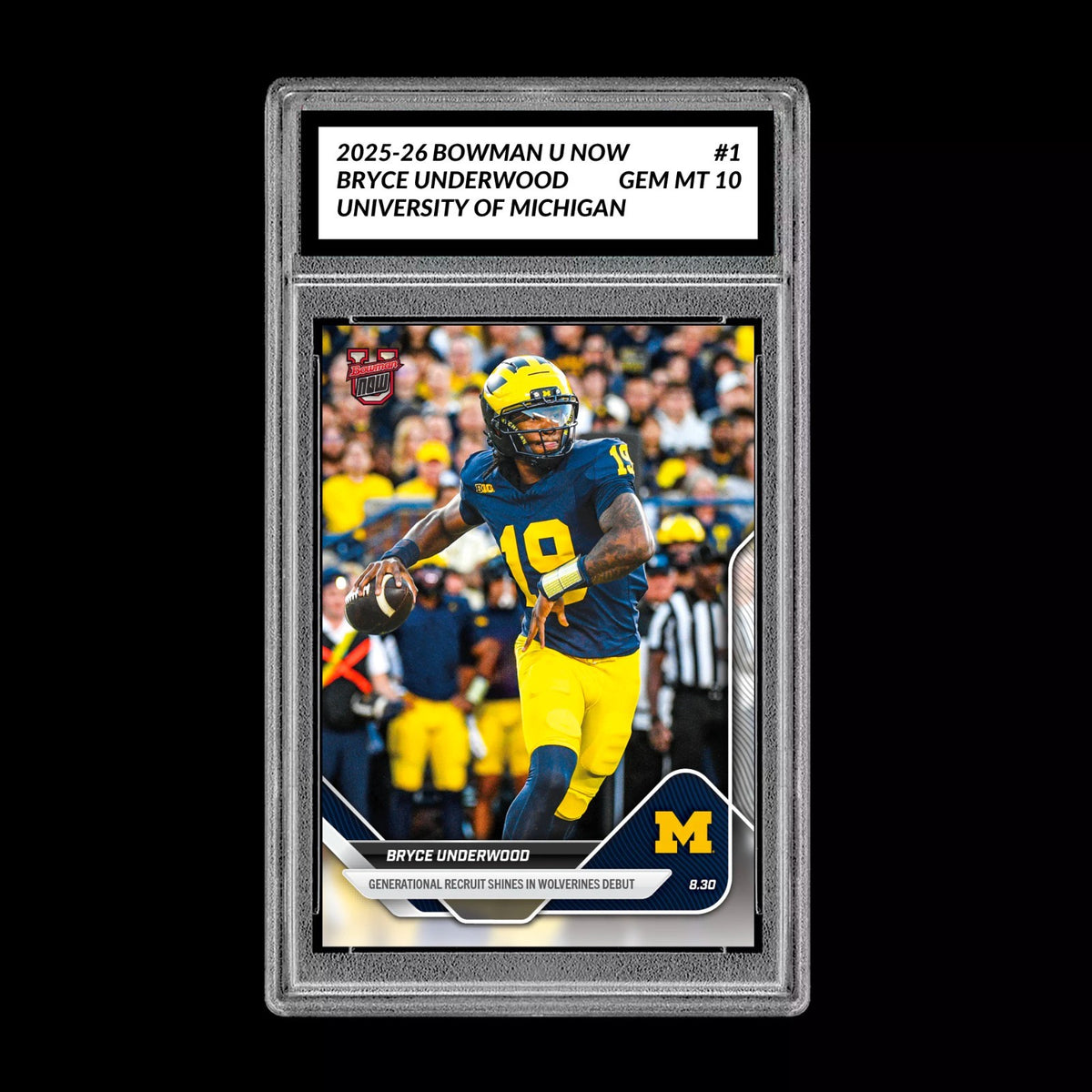 Graded 10 Bryce Underwood 2025 Bowman U Now Football #1 Michigan RC  Football