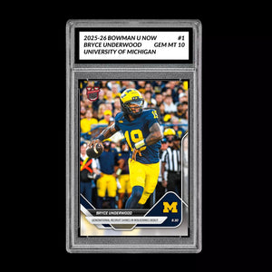 Graded 10 Bryce Underwood 2025 Bowman U Now Football #1 Michigan RC  Football