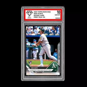 Graded 10 Nick Kurtz - 2025 TOPPS NOW #302 RC Rookie Oakland Athletics Baseball