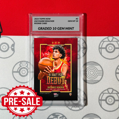 Graded 10 Zaccharie Risacher #1 Draft Pick Debut #2 Hawks 2024 Topps Now Basketball