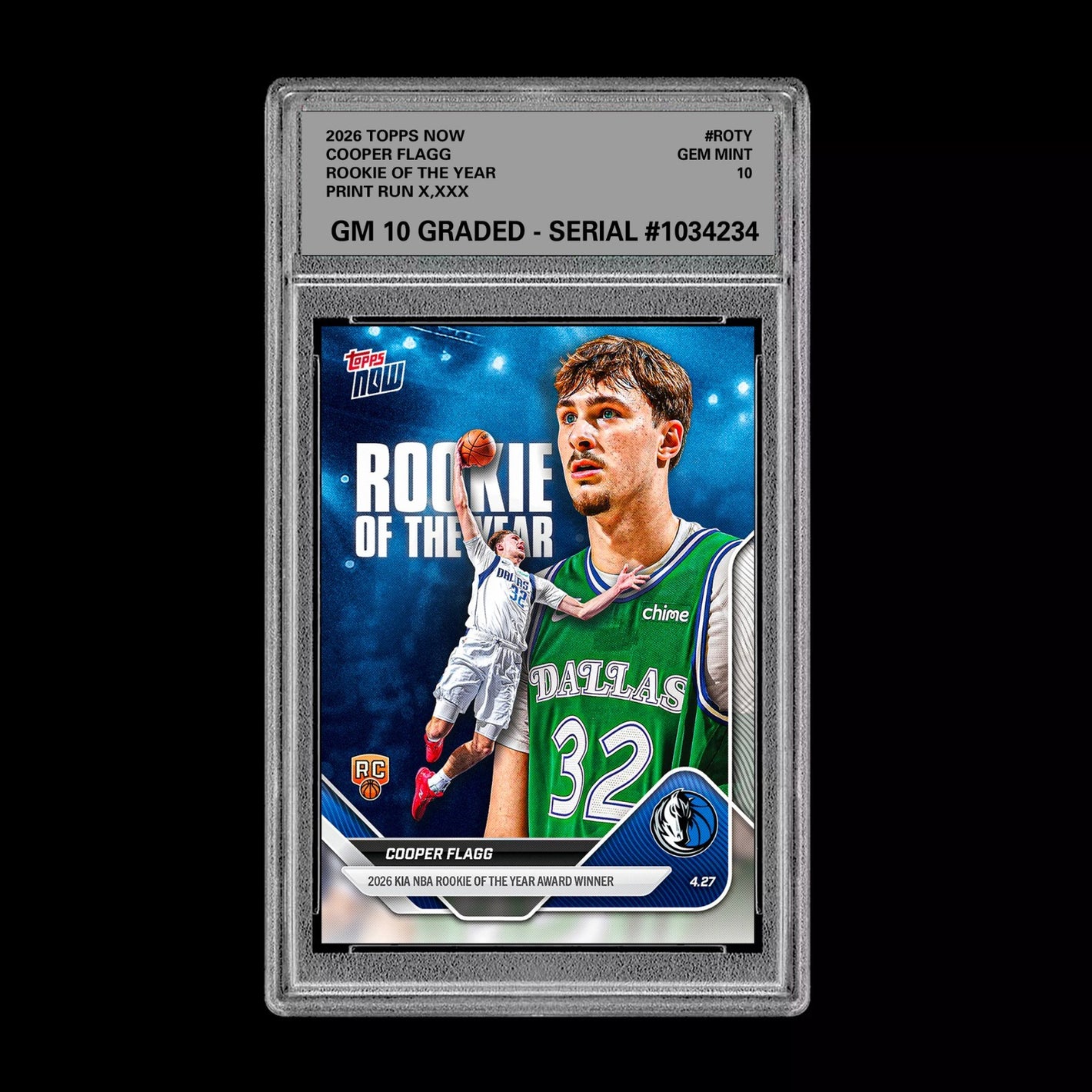 Graded 10 Cooper Flagg RC Rookie Card 2026 NBA Topps Now #ROTY Dallas Presale Basketball