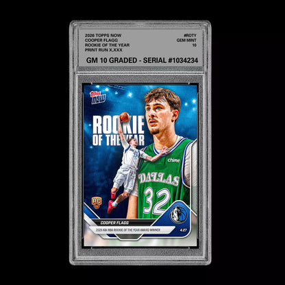 Graded 10 Cooper Flagg RC Rookie Card 2026 NBA Topps Now #ROTY Dallas Presale Basketball