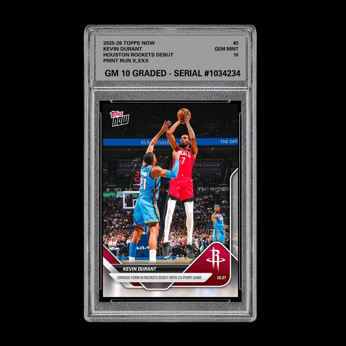 Graded 10 KEVIN DURANT #3 2025-26 TOPPS NOW Basketball ROCKETS - Presale Basketball