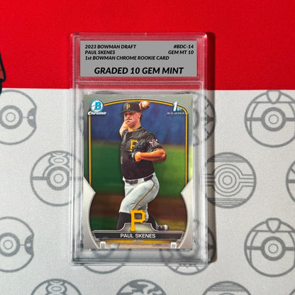 Graded 10 Paul Skenes RC 2023 1st Bowman CHROME Draft #BDC-14 Topps Rookie Card Baseball