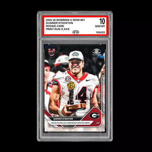 Graded 10 Gunner Stockton RC Rookie Card 2025-26 Bowman U Topps Now #57 Presale Football