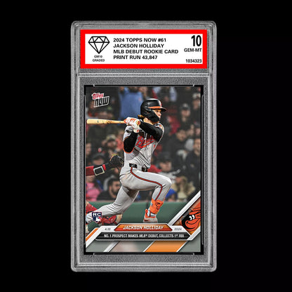 Graded 10 Jackson Holliday 2024 Topps Now RC #61 1st Rookie Baltimore Orioles Baseball