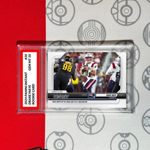 Graded 10 Drake Maye #20 RC Rookie Card 2024 Panini Instant Patriots Football
