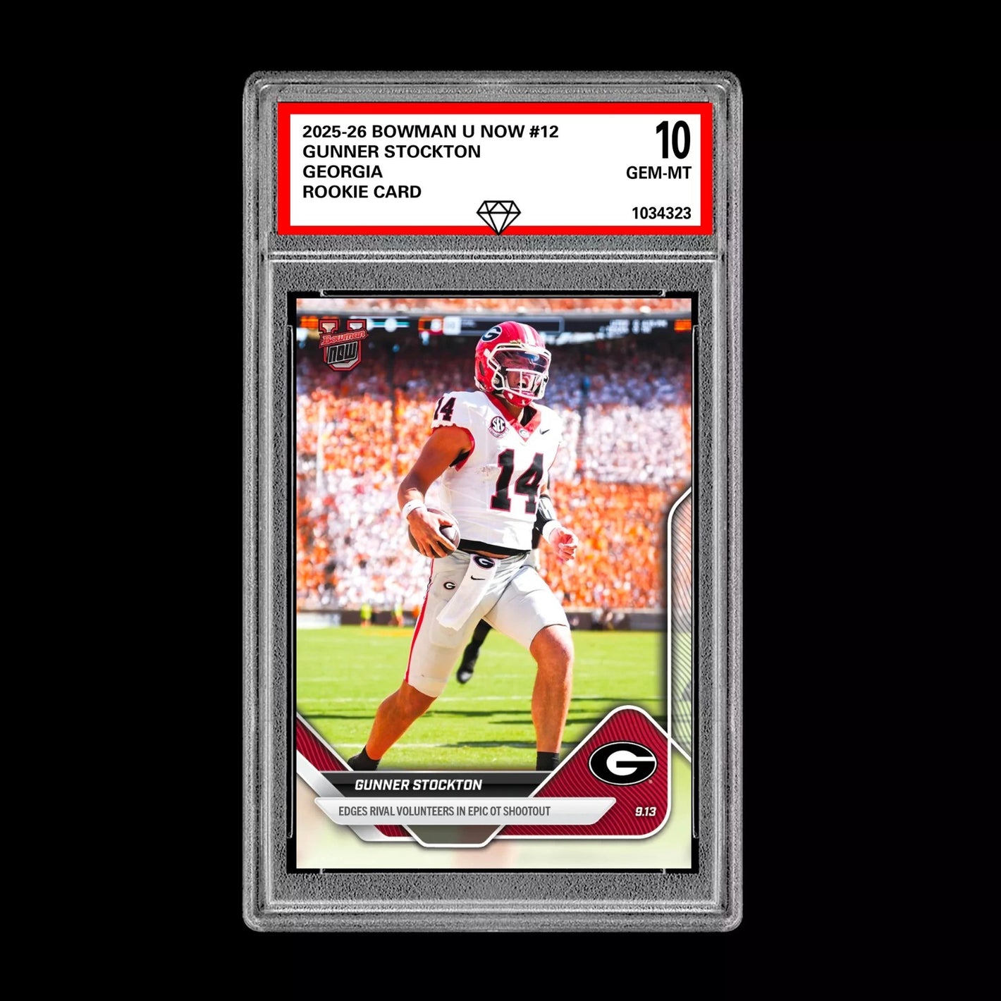 Graded 10 Gunner Stockton 2025-26 Bowman U Now #12 RC Rookie Card Georgia Football