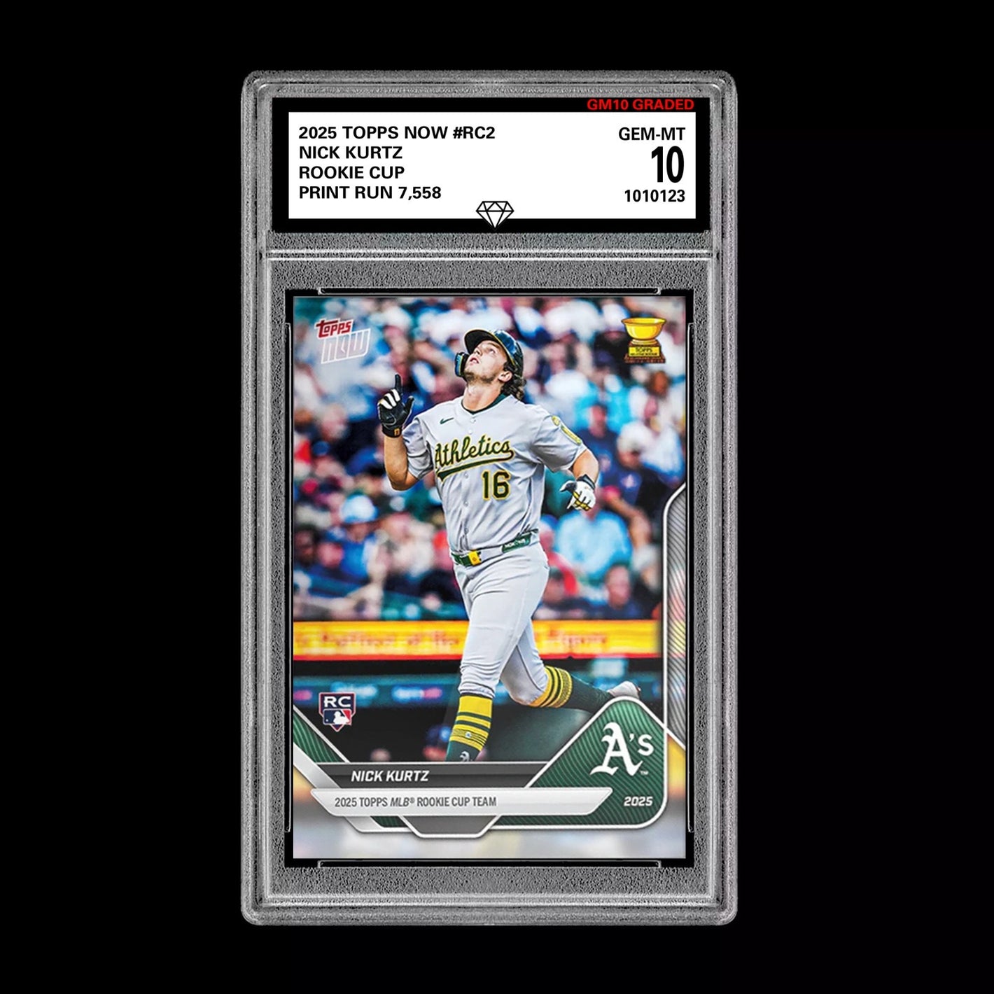 Graded 10 Nick Kurtz #RC2 2025 Topps Now Athletics Rookie Cup Baseball