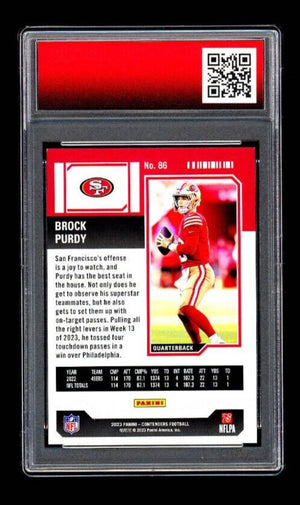 Graded 10 Brock Purdy #86 RED FOIL 2023 Contenders Season Ticket 49ers RC Rookie Football
