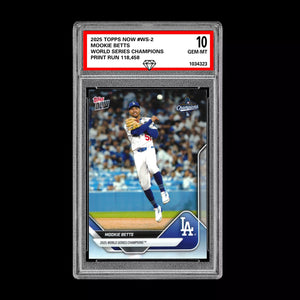 Graded 10 Mookie Betts #WS-2 2025 Topps Now World Series Champions Dodgers Baseball