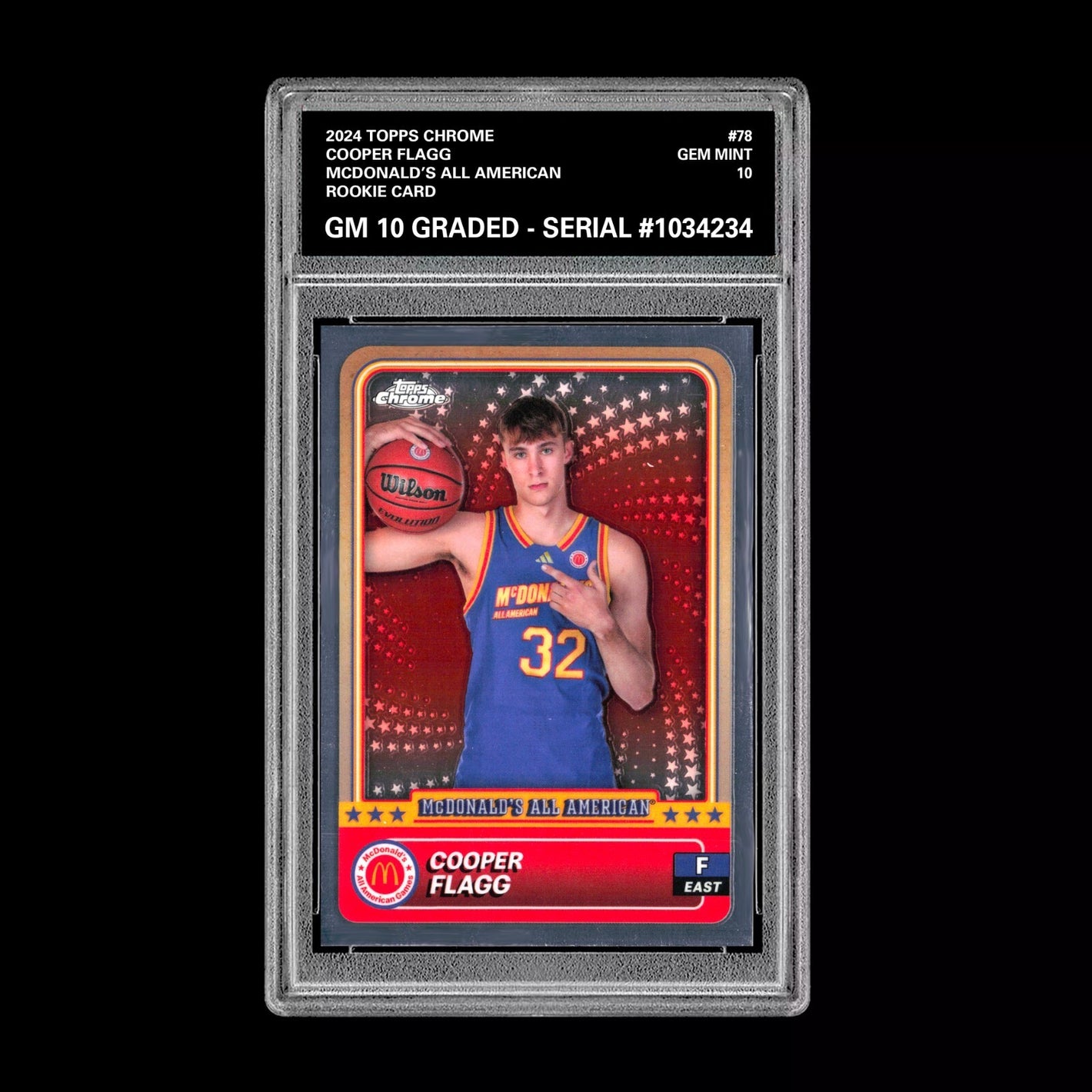 Graded 10 2024 COOPER FLAGG Topps Chrome RC Rookie McDonald’s All American #78 Basketball