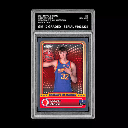 Graded 10 2024 COOPER FLAGG Topps Chrome RC Rookie McDonald’s All American #78 Basketball