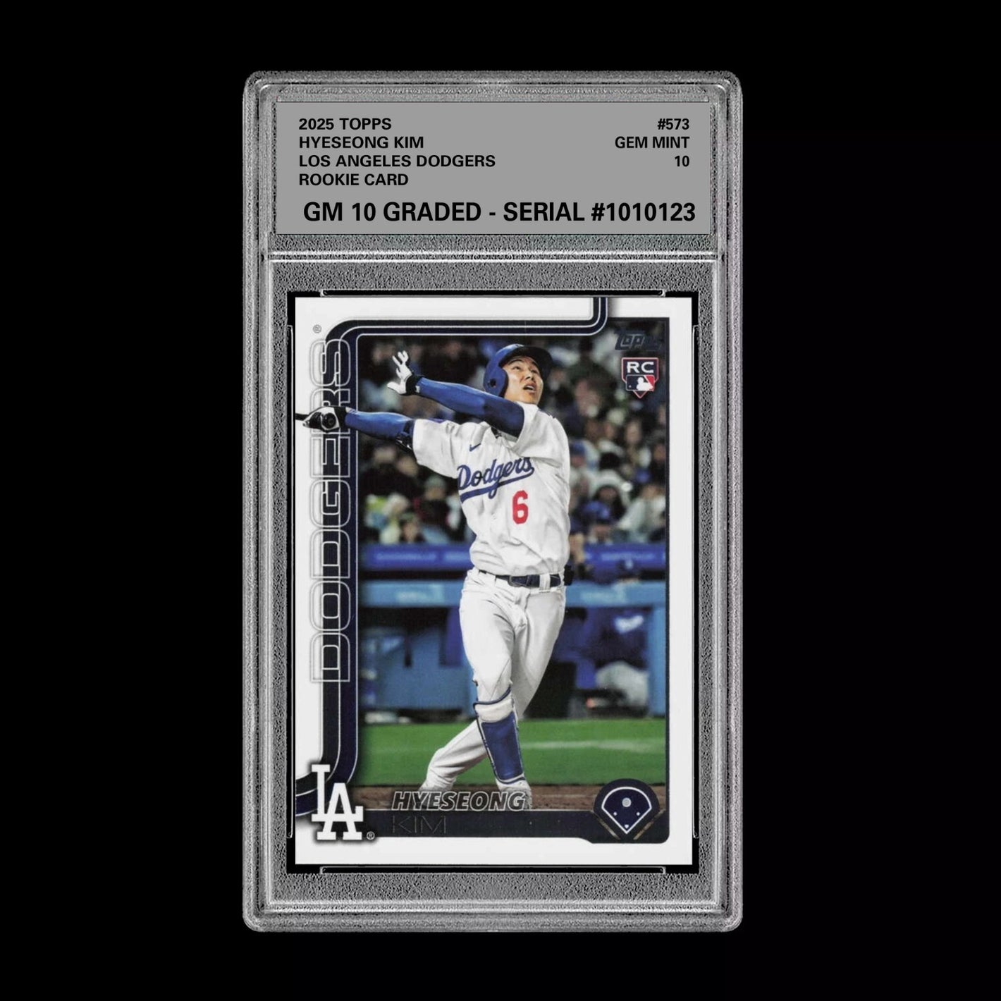 Graded 10 Hyeseong Kim Rookie Card #573 2025 Topps Series 2 Los Angeles Dodgers Baseball