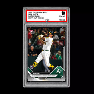 Graded 10 Nick Kurtz RC Grand Slam 2025 MLB Topps NOW Card 711 Rookie Card Baseball