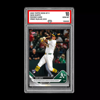 Graded 10 Nick Kurtz RC Grand Slam 2025 MLB Topps NOW Card 711 Rookie Card Baseball