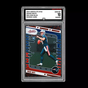 Graded 10 Drake Maye 2024 Panini Absolute - Rookies #103 Red Blue (RC) GEM MT Football