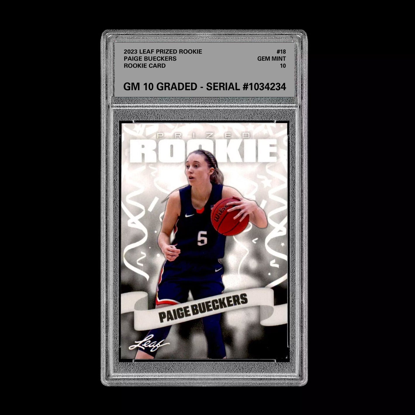 Graded 10 Paige Bueckers #18 2023 Leaf Prized Rookie Card RC UConn Huskies Basketball