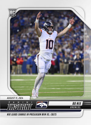 Graded 10 Bo Nix #11 RC Rookie Card 2024 Panini Instant Denver Broncos Football