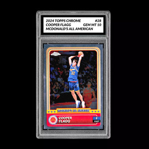 Graded 10 2024 COOPER FLAGG Topps Chrome RC Rookie McDonald’s All American #28 Basketball